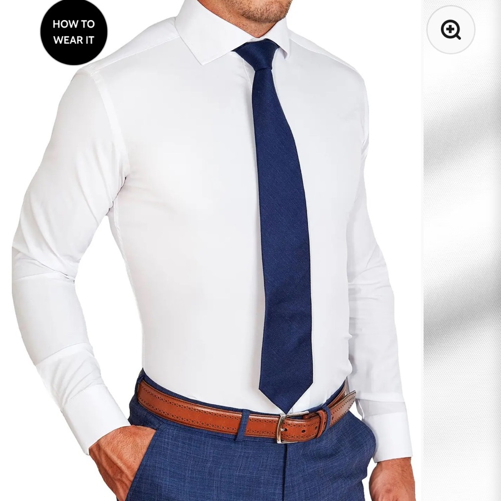 Men's White Classic Dress Shirt - athletic fit
